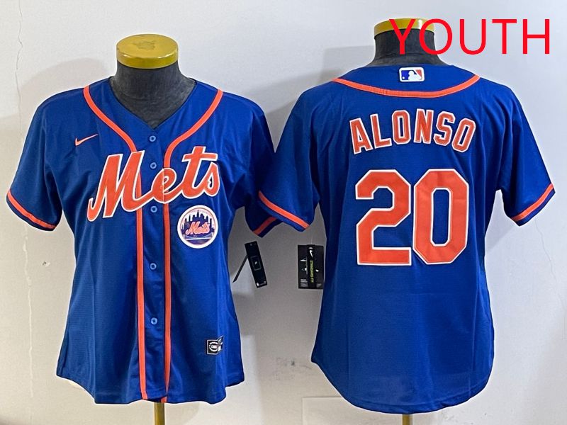 Youth New York Mets #20 Alonso Blue Game Nike 2025 MLB Jersey style 4->youth mlb jersey->Youth Jersey